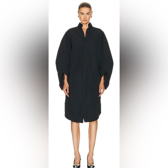 Balenciaga Dresses & Skirts - BALENCIAGA Logo-Embroidered Poplin Swing Dress button down$1,790 blk 36FR 4US
